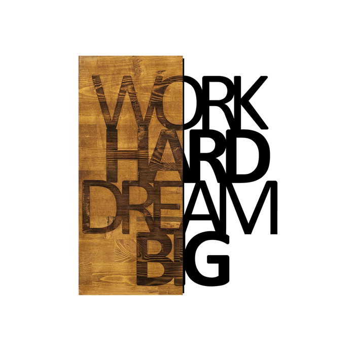 Wallity Work Hard Dream Big Escultura de pared en Nogal y Negro